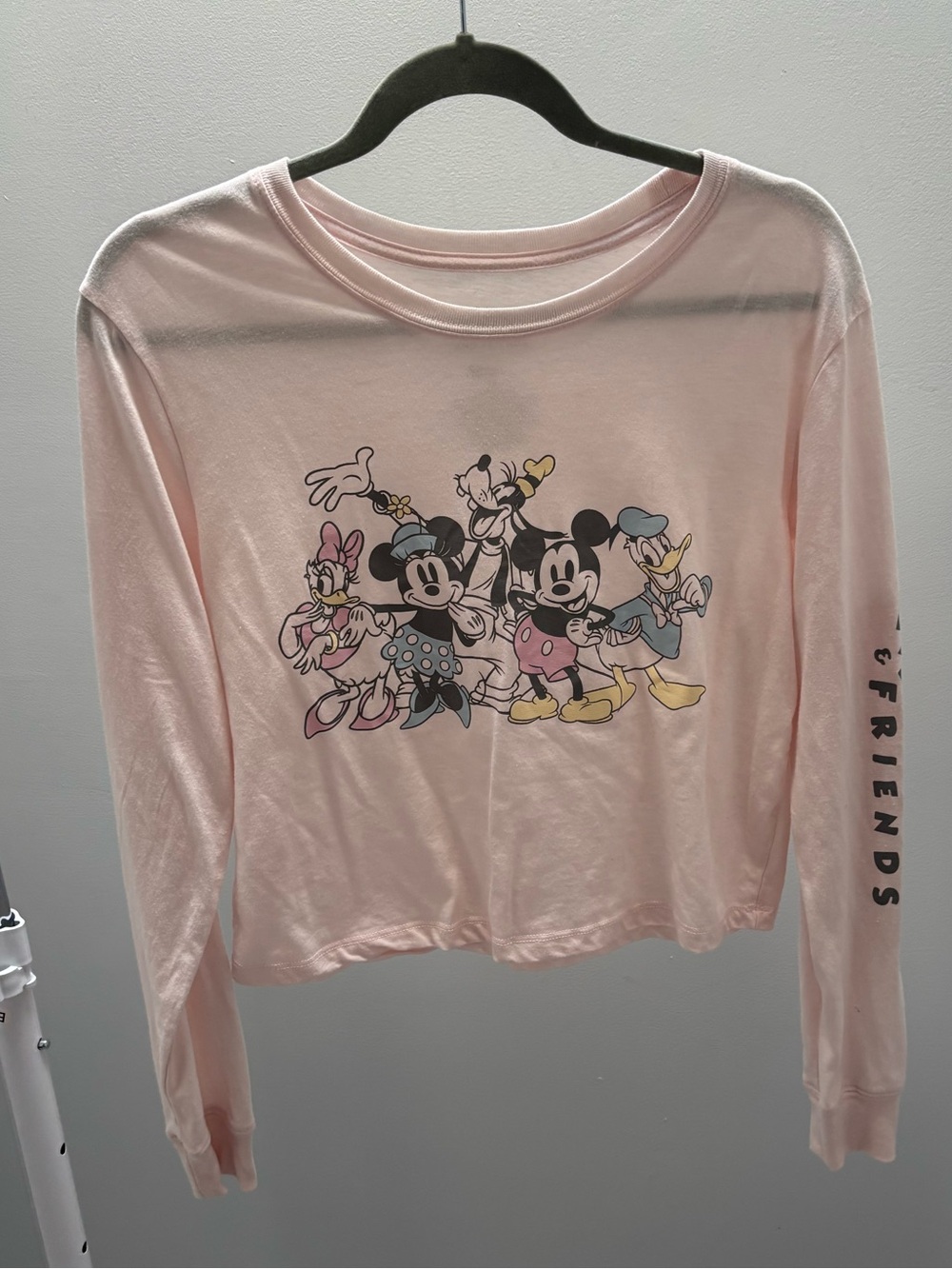 Disney Pink Mickey and Friends Graphic Crop Long Sleeve Tee